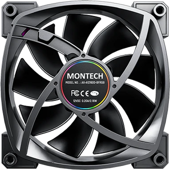  Комплект вентиляторов (3 шт.) Montech AX120 PWM Black (AX120B3P) / 120mm, 4pin PWM, 3pin ARGB, 800-1600RPM, 59.0CFM, 27.0dBA, Rifle bearing 