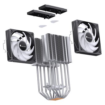  Кулер JONSBO CR-3000E(Color) Black LGA1700/1200/115X/AM5/AM4 (TDP 260W, PWM, 2 x 120mm Dynamic Multi-Color LED Fan, 7 тепловых трубок, 4-pin 