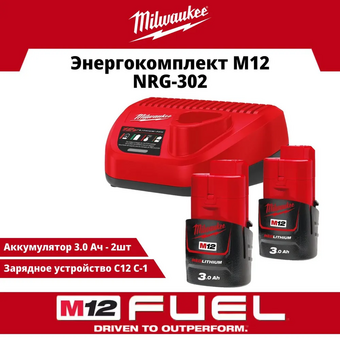  АКБ+Зарядное устройство Milwaukee M12 NRG-302 (4933451902) 