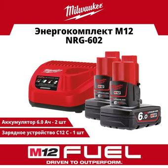  АКБ+Зарядное устройство Milwaukee M12 NRG-602 (4933451903) 