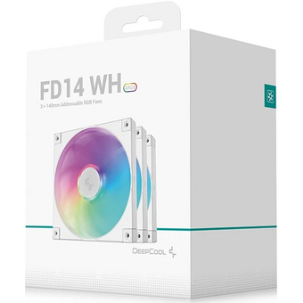  Вентилятор DEEPCOOL FD14 ARGB WH-3 in 1 140x140x25мм (PWM, ARGB, белый, 400-1650об/мин) Color BOX 