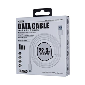  Дата-кабель REMAX RC-175a Marlik Series 6A Fast-charging Cable with Fully CampatibilityType-C 1м White 