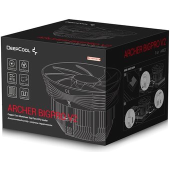  Кулер Deepcool Archer Bigpro V2 (G-U-Archer-ARNNNN-G-3) Soc-AM5/AM4/1200/1700/1851 черный/синий 4-pin 24.5-29.7dB Al+Cu 125W 380gr Ret 