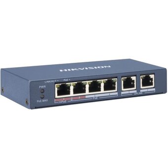  Коммутатор неуправляемый Hikvision DS-3E0106P-E/M 6x100Мбит/с 4PoE+ 35W 