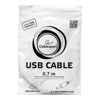  Кабель Gembird/Cablexpert CC-USB-AMP25-0.7M AM/DC 2,5мм 5V 2A для планшетов Android 0.7м черный 