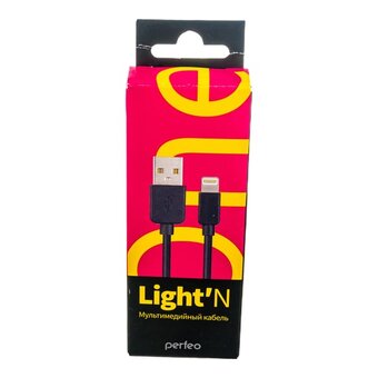  Кабель для iPhone PERFEO I4603 USB-8 PIN Lightning черный, 1м, бокс 