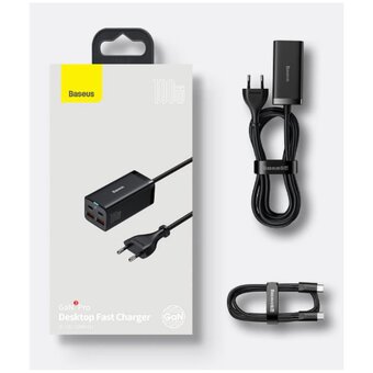  СЗУ Baseus GaN3 Pro CCGP040101 Desktop Fast Charger 2C 2U 65W EU Black 