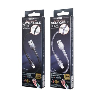  Дата-кабель REMAX RC-124i Jany Series Aluminum Alloy Braided 2.4A Data Cable Lightning серый 
