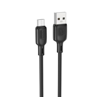  Кабель BOROFONE BX113 Lenny silicone charging data cable Micro L-1M black 
