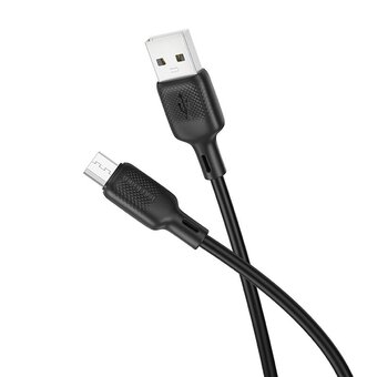  Кабель BOROFONE BX113 Lenny silicone charging data cable Micro L-1M black 