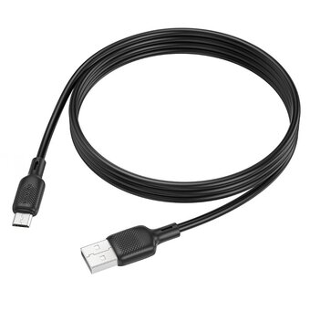  Кабель BOROFONE BX113 Lenny silicone charging data cable Micro L-1M black 