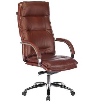  Кресло руководителя Бюрократ T-9927SL (T-9927SL/Chokolate) светло-коричневый Leather Eichel кожа крестов. металл хром 