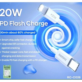  Дата-кабель REMAX RC-C026 Dofon Series 20W PD Fast Charging Data Cable 1м White 
