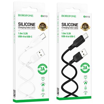  Кабель BOROFONE BX113 Lenny silicone charging data cable Type-C L-1M black 