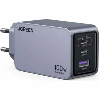  СЗУ UGREEN X757 (25874) Nexode Pro 100W USB-A+2*USB-C GaN Tech Fast Charger EU + 1M 100W cable Grey 