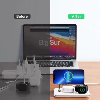  Беспроводное зарядное устройство Ugreen CD278 (90326) 3-in-1 Wireless Charger for Apple Watch/Iphone/Airpods (MFi Certified) 