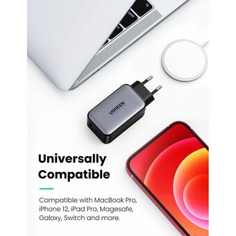  СЗУ Ugreen CD244 (10335) Nexode USB-A+2*USB-C 65W GaN Tech Fast Charger EU grey 