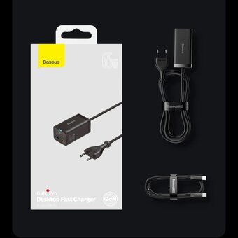  СЗУ Baseus GaN3 Pro CCGP040101 Desktop Fast Charger 2C 2U 65W EU Black 