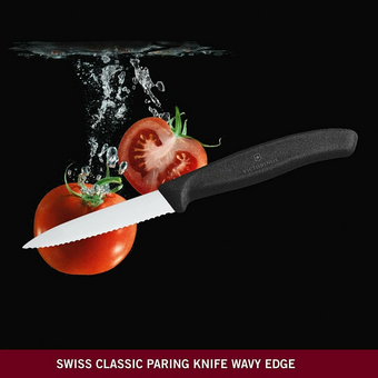  Нож кухонный Victorinox Swiss Classic 6.7433 стальной для овощей лезв.80мм серрейт. заточка черный 