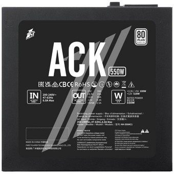  Блок питания 1STPLAYER ACK (HA-550AC1) 550W Black / ATX 2.4, APFC, 80 Plus Standard, Double Forward, 140mm fan, non-modular 