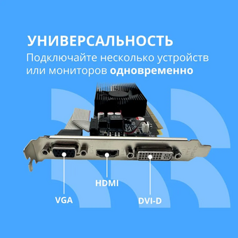  Видеокарта CBR GT730 2Gb (VGA-STXT730-2G-RTL) DDR3, 128bit, 700Mhz, 1*HDMI + 1*DVI + 1*VGA, 49W, Ret 