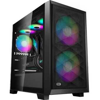  Корпус PcCooler C3D310 BK ARGB без БП, Tempered Glass Mid Tower, Black, ABS, TG, SPCC, 2x120mm mATX, ITX 165/350/200mm 