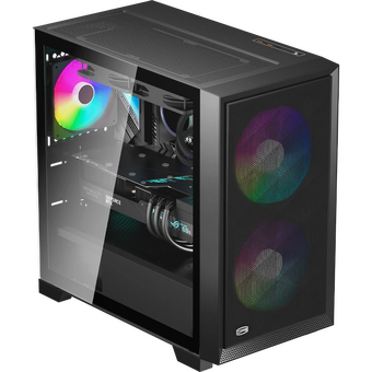  Корпус PcCooler C3D310 BK ARGB без БП, Tempered Glass Mid Tower, Black, ABS, TG, SPCC, 2x120mm mATX, ITX 165/350/200mm 