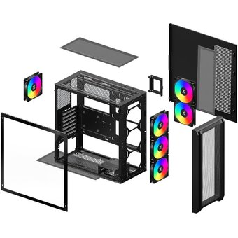  Корпус XASTRA A500 4ARGB Black (A500-BK-FC120ARGB-4F-GL) ATX/Mesh/ tempered glass / 4x 120mm FC120-ARGB PWM fans 