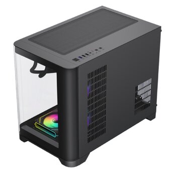  Корпус GameMax Hype-M Black без БП(ATX, USB3.0,Зак.стекло,3*120мм ARGB вент+конт., пыл.фильтр) 