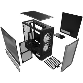  Корпус Lian Li Lancool 207 / Black / (G99.LAN207RX.10RS) Mid-Tower, TG / 2x 140mm ARGB + 2x 120mm non LED fans inc. 