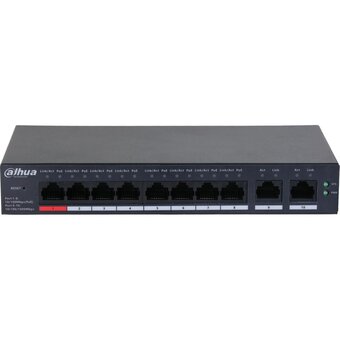  Коммутатор управляемый Dahua DH-CS4010-8ET-110 (L2) 8x100Мбит/с 2x1Гбит/с 8PoE 110W 