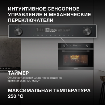  Встраиваемый духовой шкаф Hyundai HMEO 6540 DX черный 