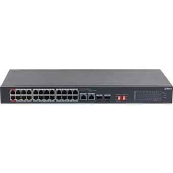  Коммутатор неуправляемый Dahua DH-S3226-24ET-240 (L2) 24x100Мбит/с 2xКомбо(1000BASE-T/SFP) 2SFP 24PoE 