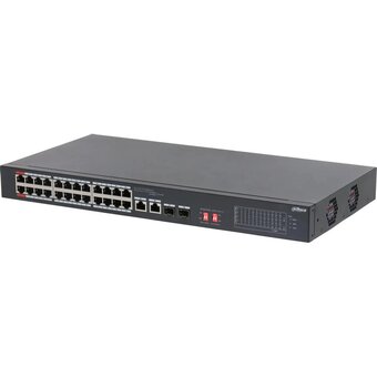  Коммутатор неуправляемый Dahua DH-S3226-24ET-240 (L2) 24x100Мбит/с 2xКомбо(1000BASE-T/SFP) 2SFP 24PoE 
