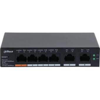  Коммутатор управляемый Dahua DH-CS4006-4GT-60 (L2) 4x1Гбит/с 2xКомбо(1000BASE-T/SFP) 60W 