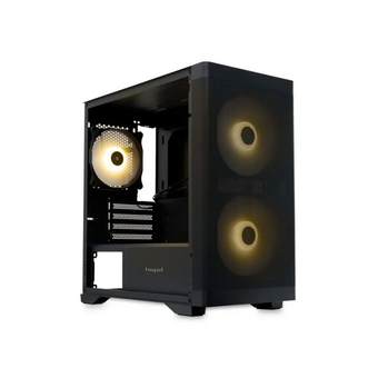  Корпус HSPD M320 (M320-TGBK-ARGB), Mesh Mini-tower, Black, slide TG, 0.45 SPCC, 2x140mm ARGB+1x120mm ARGB mATX 