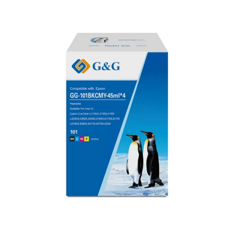  Чернила G&G GG-101BKCMY-45ml*4 101BKCMY голубой/пурпурный/желтый/черный набор 4x45мл для Epson EcoTank L4150/L4156/L4160/L4250/L4260/L4266/L6160/L6170 