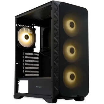  Корпус HSPD M521 (M521-TGBK-ARGB), Mesh Mid Tower, Black, slide TG, 0.45 SPCC, 4x120mm ARGB ATX 
