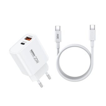  СЗУ REMAX RP-U120 20W A+C Charger+C-C Cable Set EU White 