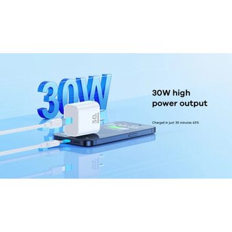  СЗУ REMAX RP-U71 Figen Series 30W All-compatible GaN Charger+ RC-CO21 Data Cable Set EU White 