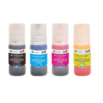  Чернила G&G GG-101BKCMY-45ml*4 101BKCMY голубой/пурпурный/желтый/черный набор 4x45мл для Epson EcoTank L4150/L4156/L4160/L4250/L4260/L4266/L6160/L6170 