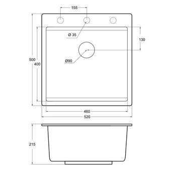  Кухонная мойка Emar EMQ-1520.Q Оникс 