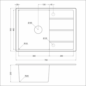  Кухонная мойка Emar EMQ-1700.Q Сардоникс 