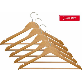  Набор вешалок деревянных Garnet GR-CH19809-6 с перекладиной, 5шт, лак 