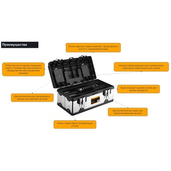  Ящик для инструментов DEKO Tool box 23M (085-3003) серебристый 
