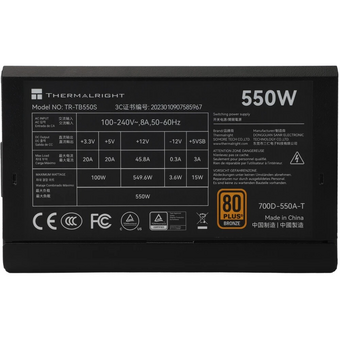  Блок питания Thermalright TR-TB550S 550W 80+ Bronze (ATX, 3, Non-modular, 1x24(20+4)pin 550mm, 1xCPU*2 8(4+4)pin 600+150mm, 1xPCIe 8(6+2)pin 450mm) 