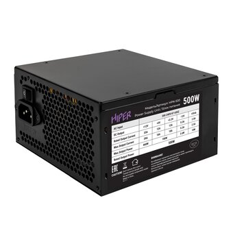  Блок питания Hiper Eco HPN-500 (ATX 2.31, 500W, noPFC, 120mm fan, Black), Box 