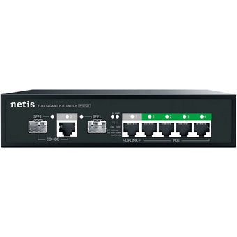  Коммутатор неуправляемый Netis P107GS 6x1Гбит/с 2SFP 4PoE 65W 