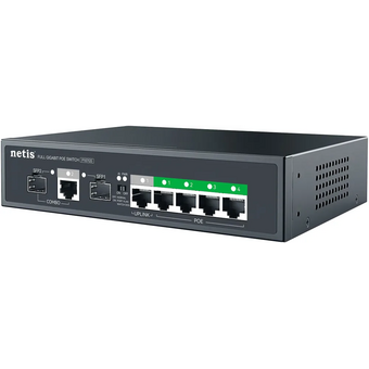  Коммутатор неуправляемый Netis P107GS 6x1Гбит/с 2SFP 4PoE 65W 
