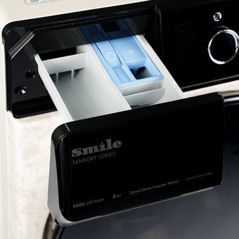  Стиральная машина SMILE SWMSW8MB1400 бежевый мрамор/черный 